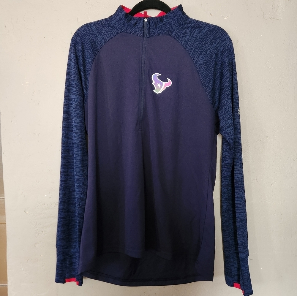 Majestic Navy NFL Houston Texans 1/4 Zip Up Top Womens Sz L